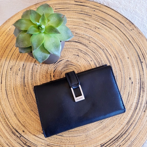 Guess Handbags - GUESS Soft Black Matte Leather 16-Card + 6 Compartment Women's Tri-Fold Wallet